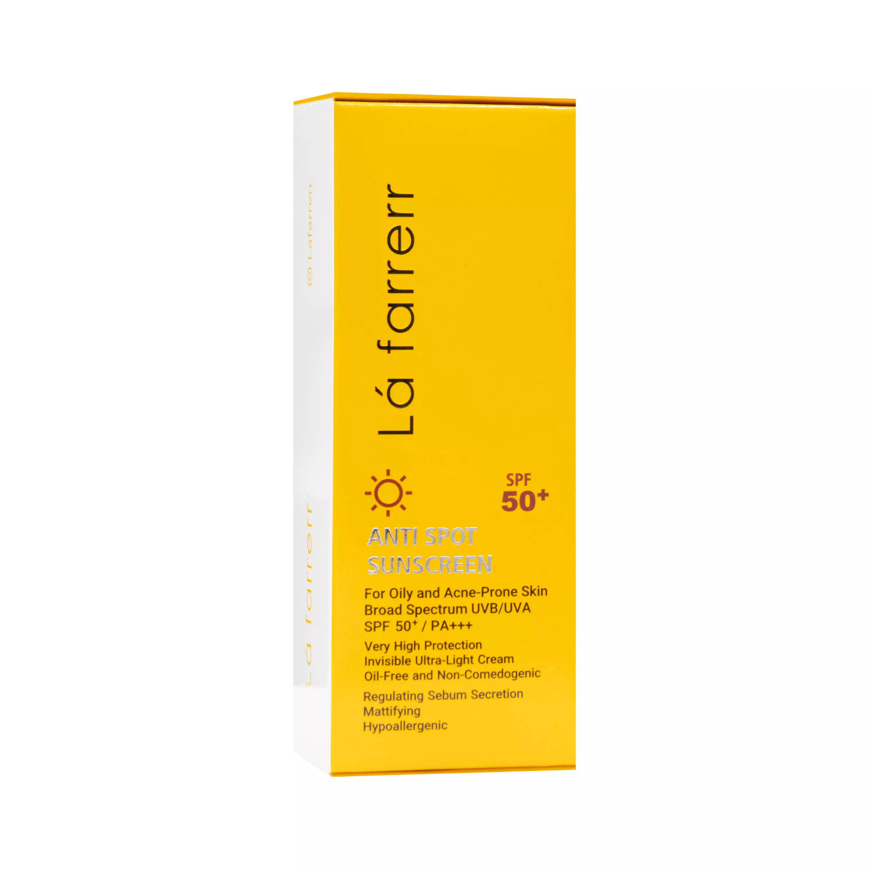 کرم ضد آفتاب و ضد لک SPF50 پوست چرب بی رنگ 40 میلی لیتر لافارر